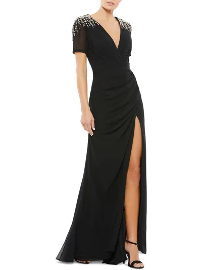 Ieena For Mac Duggal Womens Embellished Polyester Evening Dress In Black