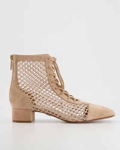 Dior Suede Naughtily-d Heeled Ankle Boots In Beige