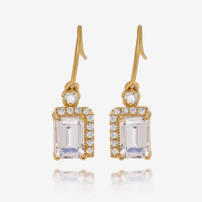 Suzanne Kalan 14k Yellow Gold Diamond And Morganite Drop Earrings Pe578-ygmt In Silver