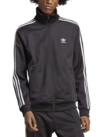 Adidas Originals Mens Contrast Trim Cotton Track Jacket In Grey