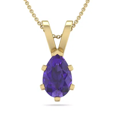Sselects 3/4 Carat Pear Shape Amethyst Necklace In 14k Yellow Over Sterling Silver In Blue