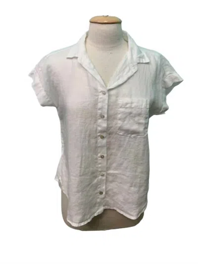 Cut Loose Pocket Button Down Shirt In White In Silver