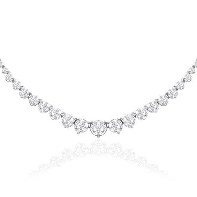Sselects Graduated 8 Carat Lab Grown Diamond Tennis Necklace In 14 Karat White In Silver