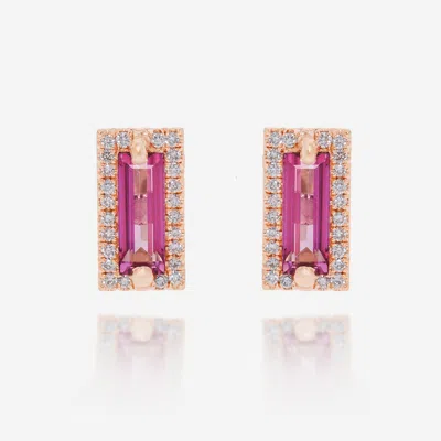 Suzanne Kalan 14k Rose Gold Diamond And Topaz Stud Earrings Pe690-rgpt In Pink