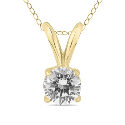 Sselects 3/8 Carat Diamond Solitaire Pendant In 14k In Silver