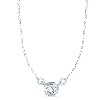 Sselects 1/2 Ctw Natural Diamond Bezel Necklace In 14k In Silver