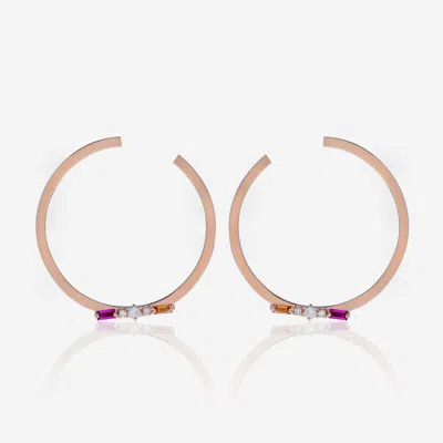 Suzanne Kalan 18k Rose Gold, & Sapphire And Diamond Hoop Earrings Bae407a-rg In Pink