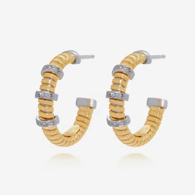 Tessitore Tubogas 18k Yellow Gold, Diamond Hoop Earrings Ot 825y In Silver