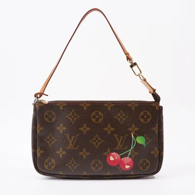 Pre-owned Louis Vuitton Takashi Murakami Cherry Pochette Accessoire Monogram / Canvas Shoulder Bag In Brown