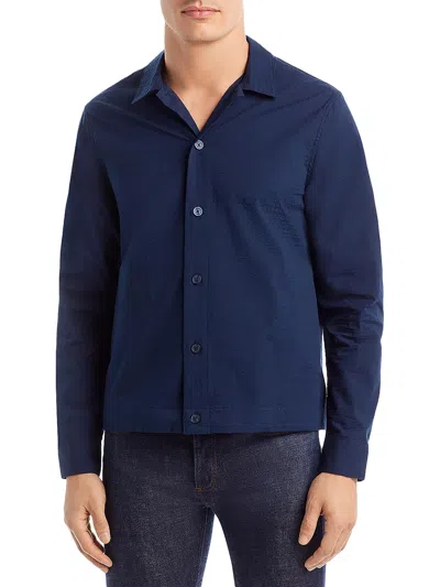 Michael Kors Mens Seersucker Collar Button-down Shirt In Blue