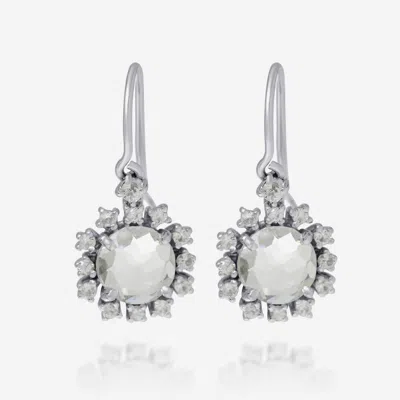 Suzanne Kalan 14k White Gold And White Topaz Drop Earrings Pe191-wgwt In Silver