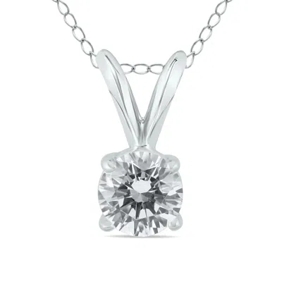 Sselects Ags Certified 14k 1/3 Carat Diamond Solitaire Pendant In Silver