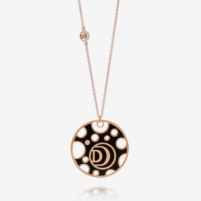 Damiani Ssima 18k Rose Gold And Ceramic Diamond Pendant Necklace In Black