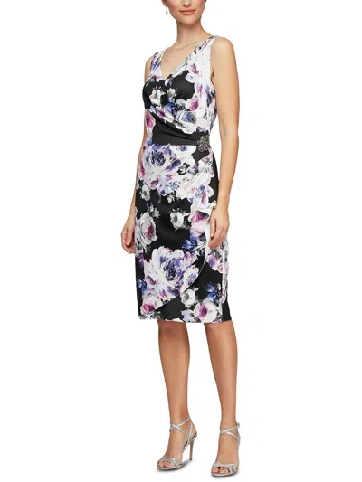 Alex Evenings Womens Floral Print Jersey Cocktail And Party Dress In Multi