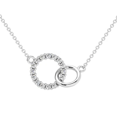 Pompeii3 1/3ct Mini Duet Circle Diamond Necklace 14k Gold Pendant Lab Grown 18" In Silver