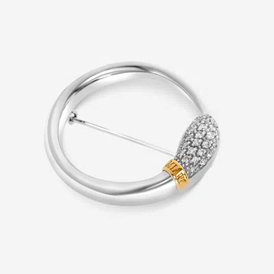 Damiani 18k Gold And 18k Rose Gold, Diamond Pendant Brooch In Silver