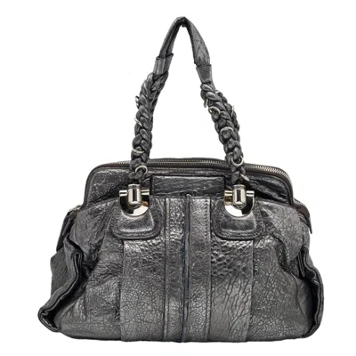 Chloé Leather Heloise Satchel In Gray