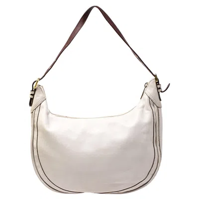 Michael Michael Kors /brown Leather Hobo In White