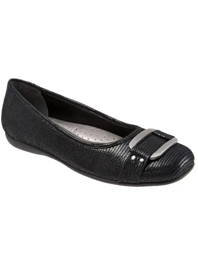 Trotters Sizzle Womens Buckle Slip On Flats In Black