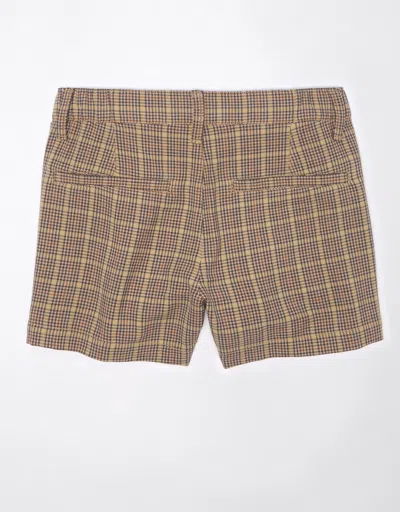American Eagle Outfitters Ae High-waisted Plaid Baggy Trouser Short In Brown
