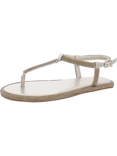 Jessica Simpson Oliara Womens Embellished Slingback Flatform Sandals In White