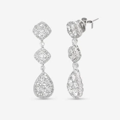 Ina Mar 18k Gold, Diamond 2.94ct. Tw. Cluster Drop Earrings Imkgk01 In Silver