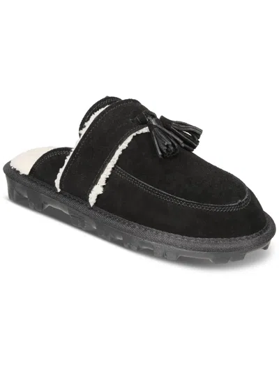 Style & Co Laneyy Womens Indoor/outdoor Sole Suede Loafer Slippers In Black