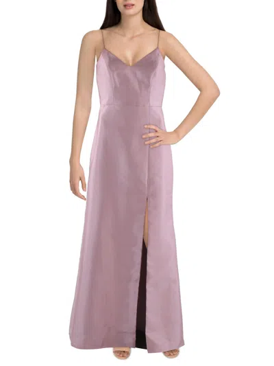 Alfred Sung Womens Front Slit Long Evening Dress In Purple