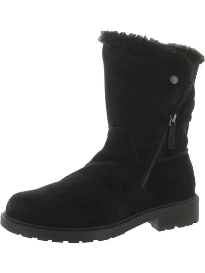 Clarks Opal Zip Womens Suede Pull On Winter & Snow Boots In Black