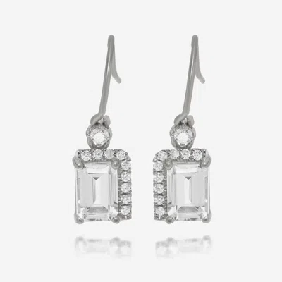 Suzanne Kalan 14k White Gold Diamond And White Topaz Drop Earrings Pe578-wgwt In Silver