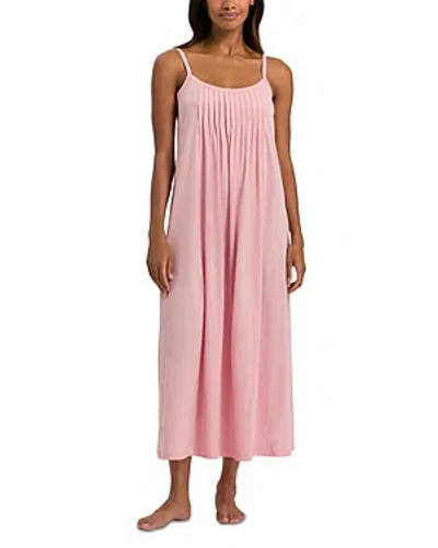 Hanro Juliet Pleated Gown In Coral Pink