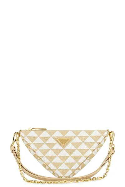 Prada Triangle Symbole Zip Shoulder Bag In Tan