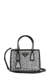 Prada Galleria Satin Mini-bag With Crystals In F063r Metal