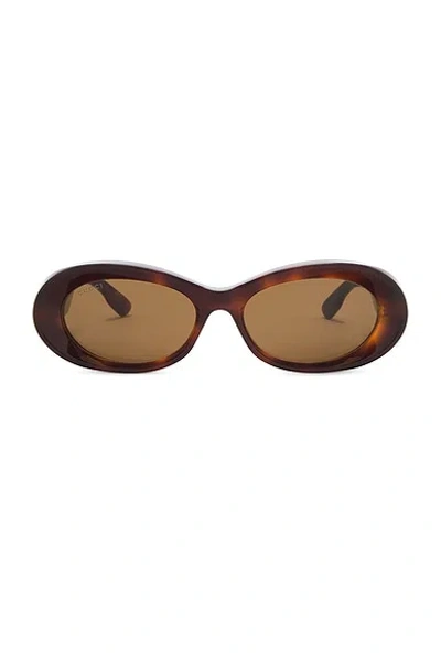 Gucci Oval-frame Sunglasses In Brown