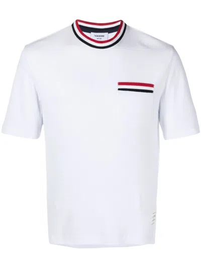Thom Browne T-shirt Mit Rwb-streifen In White