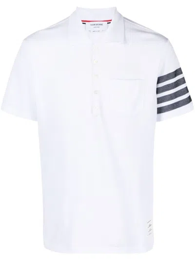 Thom Browne 4-bar Cotton Polo Shirt In White