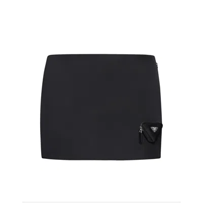 Prada Re-nylon Mini Skirt In Black