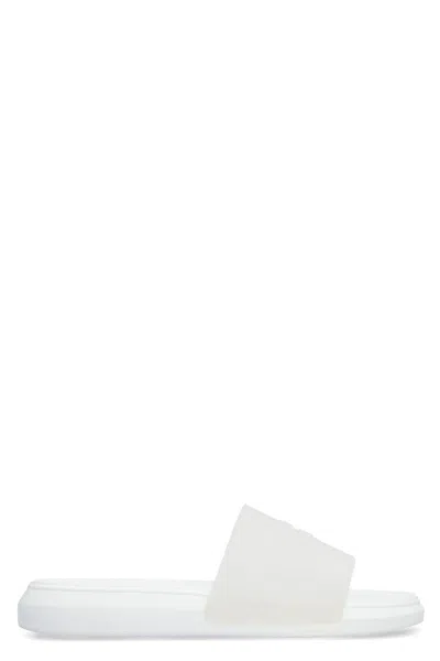 Alexander Mcqueen Logo Embossed Flat Slides In White