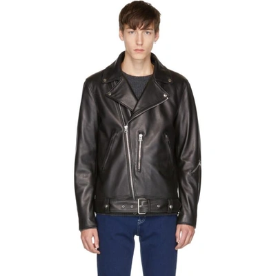 Acne Studios Black Leather Nate Clean Jacket In Leather Biker Jacket