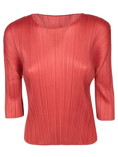 Issey Miyake Pleats Please  Pleated Sweater In Red