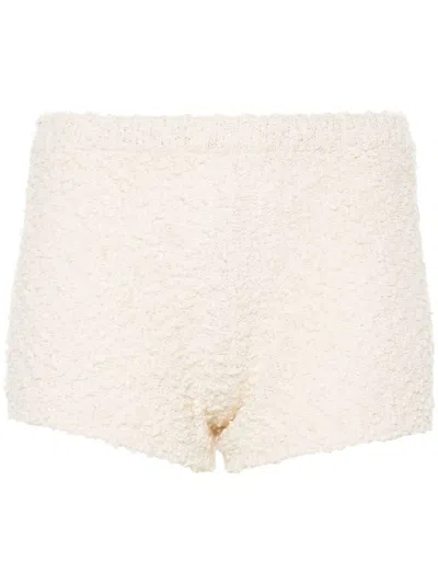 Magda Butrym Cream Colored Bouclé Knit Mini Shorts In Nude & Neutrals