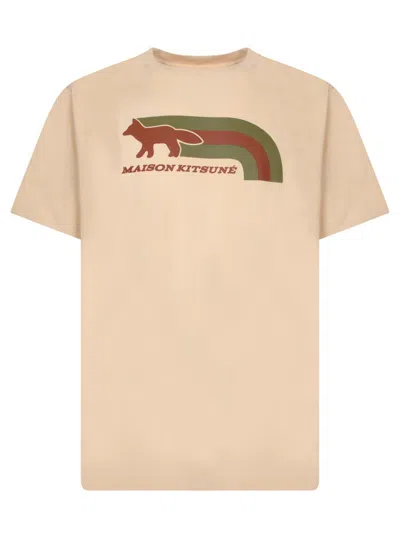 Maison Kitsuné Beige Flash Fox T-shirt In White