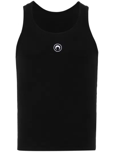 Marine Serre Crescent-moon-embroidery Tank Top In Black