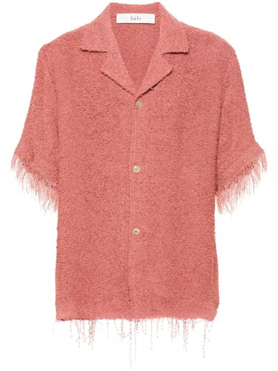 Séfr Fausto Shirt Clothing In Washed Fringed Red