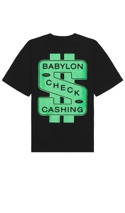 Babylon Check Cashing T-shirt In 黑色