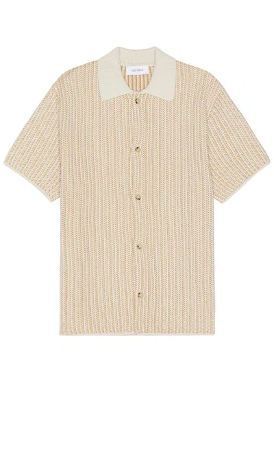 Les Deux Easton Knitted Shirt In 驼色、象牙白