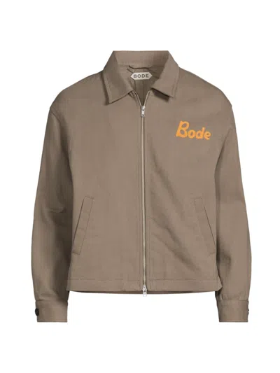 Bode Graphic-print Cotton Bomber Jacket In Grey