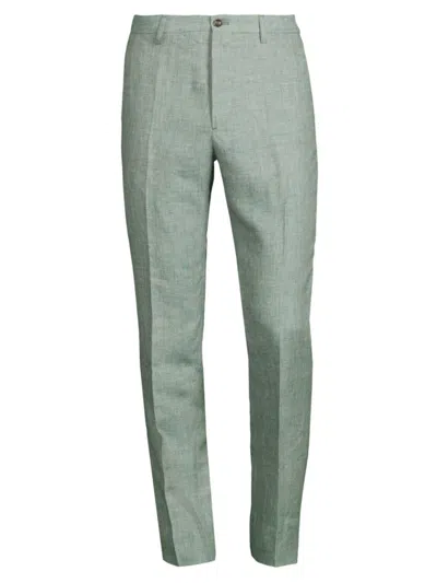 Etro Slim-fit Straight-leg Linen Suit Trousers In Green