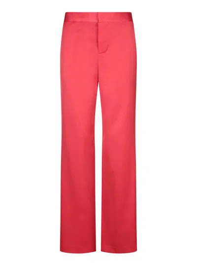 Alice And Olivia Alice + Olivia Red Satin Wide Leg Trousers