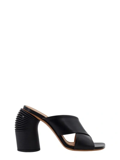 Off-white Leather Sandals In Black